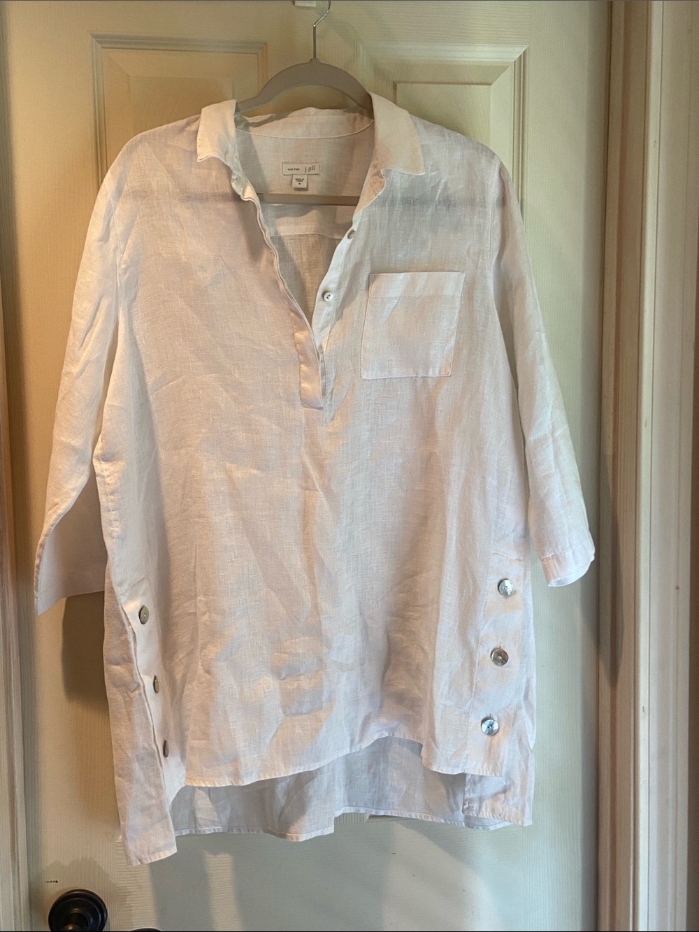 J. Jill White Linen Button-Detail Shirt